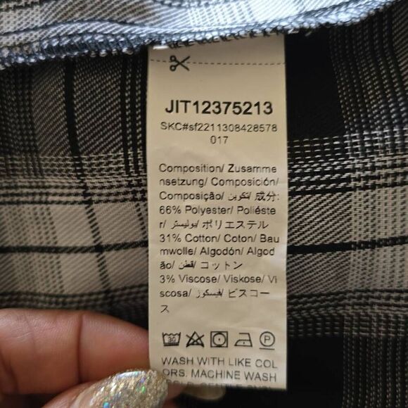 Shein Curve Blk/White Plaid FlannelPositive Vitality Button Down Shirt, NWOT, 1X - Picture 7 of 7